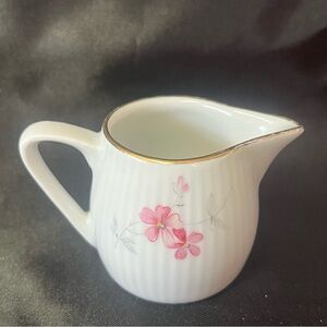 Vintage Bavaria Germany Small White Porcelain Creamer With Pink Flowers